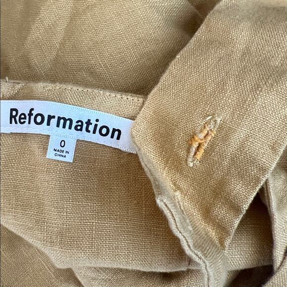 Reformation Women’s Kerrigan Linen Tank Dress in Tuscan Sun Mustard Yellow Sz 0 - Picture 5 of 12